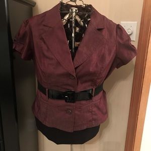 3-PC Burgundy Jacket & Skirt